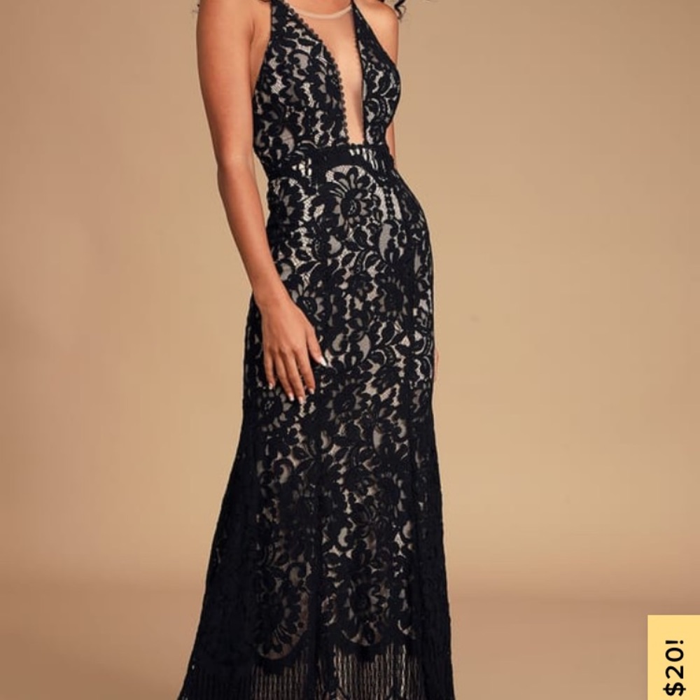 Lulus Perfect Black/Nude Lace Mermaid Dress